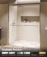 Cabine de douche moderne pour salle de bain, porte de douche en verre à double glissière avec cadre en aluminium, charnières à ouverture latérale, projet hôtelier