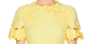 Vestido Midi Amarillo de Verano para Mujer, Elegante, Bordado, Hueco, Manga Corta, Cintura Ajustada, Línea A, Formal, Casual, para Fiesta, con Bolsillos, para Todo el Cuerpo