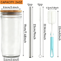 Prix d'usine Verre Mason de 24 oz avec couvercle et paille, pour café glacé, idéal pour les articles cadeaux