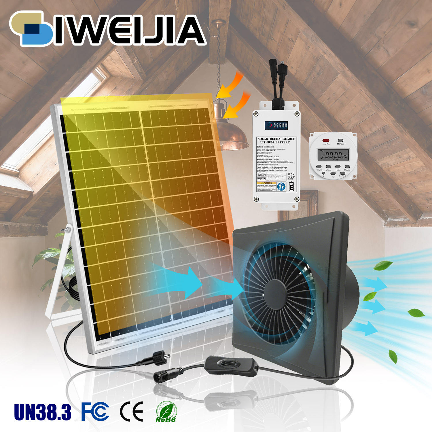 Noir + Batterie 4A + Minuteur