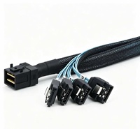 Kabel Hard Disk Drive Server SFF 8643 ke 4 Port SATA 7Pin, Kabel Data Internal Mini SAS HD, Rakitan Kabel dengan Selubung Kepang