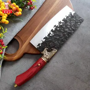 Chenchuji-picadora de madera de sándalo para cocina, cuchillo de deshuesado con láser forjado