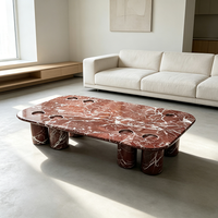 Table basse moderne en marbre Calacatta Viola Ross Lavento avec structure en métal pour salon, meubles de maison