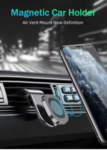 Support de téléphone de voiture flexible à aimant puissant en forme de L pour grille d'aération, en ABS, universel pour appareils de 4,5 à 6,5 pouces - Product Image 5