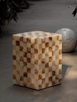 Table d'appoint en marbre naturel Mobilier de maison au design moderne Table multicolore Pilier en pierre Socle en marbre Table d'appoint pour appartement
