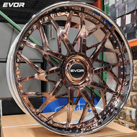 Jantes forgées EVOR en alliage d'aluminium, 2 pièces, 18-28 pouces, 5x120.65, plaqué or, chrome, lèvre profonde, GT500 Chevrolet