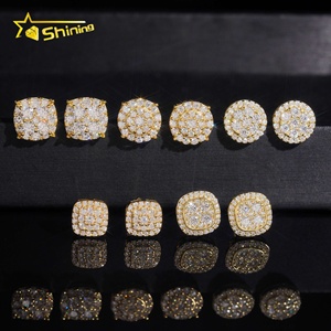 Spedizione Rapida, Disponibilità Locale, Orecchini in <span class=keywords><strong>Argento</strong></span> <span class=keywords><strong>925</strong></span> con Moissanite VVS Certificata GRA, Stile Hip Hop con Chiusura a Vite - Product Image 3