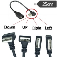 0,3 m schwarzes USB 2.0-Adapterkabel Doppel buchse Rechts Links Winkel Y Splitter Hub Braid Shield ing Stecker 2 Dual USB-Buchsen