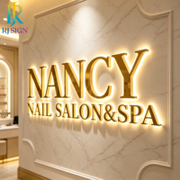 Enseigne murale LED personnalisée en or miroir, logo rétroéclairé en acier inoxydable et acrylique pour SPA, salon de beauté, enseignes électroniques