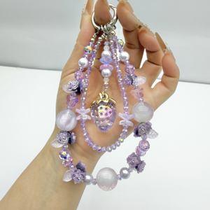 Chaîne de téléphone artisanale en perles Heishi, motif de nuit étoilée et de fleurs lumineuses, avec un motif de conte de fées, pour porte-clés - Product Image 3