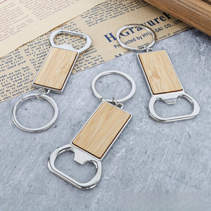 Custom Sublimation Wooden Bottle Opener Keychain Metal Rectangle <b>Key</b> <b>Ring</b> Promotional Gift Event Souvenir - Product Image 3