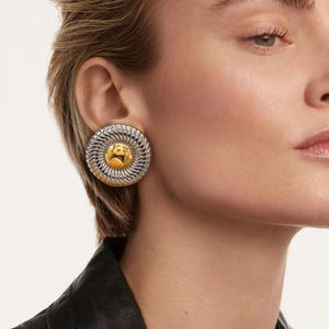 Stainless Steel Stud Earrings Round Geometric Design Fashion Jewelry For Women Cross Border Style JDE2409076 <b>PS</b> - Product Image 4