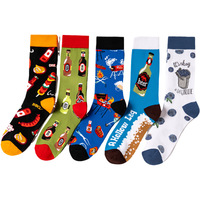 Chaussettes en coton respirantes de haute qualité avec logo personnalisé, chaussettes amusantes pour hommes, motif classique de bière et barbecue, chaussettes colorées