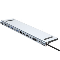 Adaptador portátil multifunción de aluminio 12 en 1, concentradores USB C, estación de acoplamiento tipo C a HDMI DP VGA PD TF USB3.0 para ordenador portátil