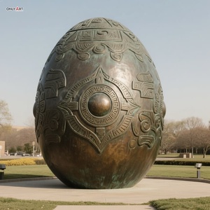 Su misura all'aperto rovina grande fusione in bronzo intagliato modello retrò gigante incrinato uovo scultura in bronzo per parco arredamento pubblico - Product Image 4