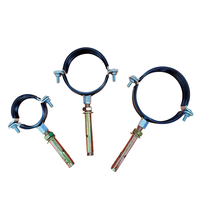 Support de tuyau galvanisé, pince fendue doublée de caoutchouc EPDM, fixation d'expansion M8+M10 pour support de tuyau de drainage en PVC
