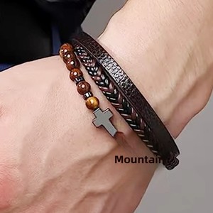 Chakra-Heilungs-Armband mit Gelbem Tigerauge für Männer, Doppeltes Flaches Lederarmband mit Edelstahl-Magnetverschluss zum Schutz - Product Image 4