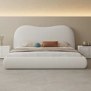 Tempat Tidur <span class=keywords><strong>Platform</strong></span> Kayu Solid Putih Mewah Gaya Nordik Modern Ukuran Queen Tempat Tidur Sederhana dan Nyaman dengan Garansi 3 Tahun untuk Penggunaan di Rumah atau Hotel - Product Image 1