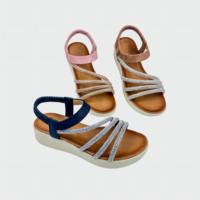 Sandales compensées d'été pour femmes, à plateforme basse, bout rond ouvert, avec strass et bride élastique, à enfiler, chaussures compensées épaisses, vente en gros