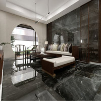 Foshan Carreaux de porcelaine brillants 60x60 Carrelages de sol et de mur en céramique Carrelage de porcelaine or noir salle de bain