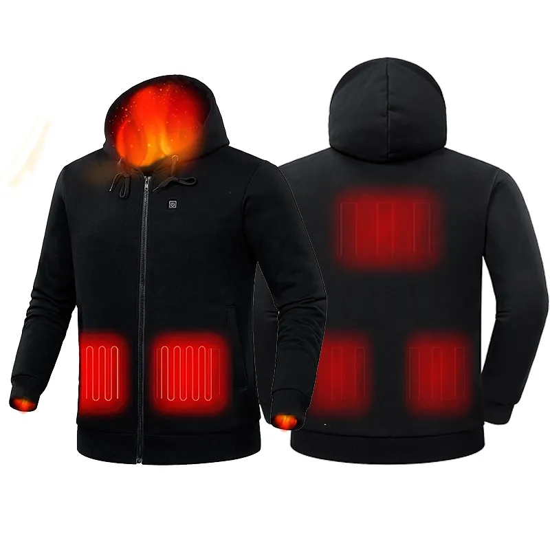 Sweat-shirt à capuche noir unisexe, 2020, fermeture éclair complète, sans Logo personnalisé, veste chauffante pour hommes et femmes