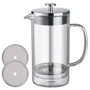 Modern Tea Pot Filtro Mão Coffee Plunger Francês Coffee Press Aço Inoxidável, Double Wall Metal Isolamento Café Francês Imprensa