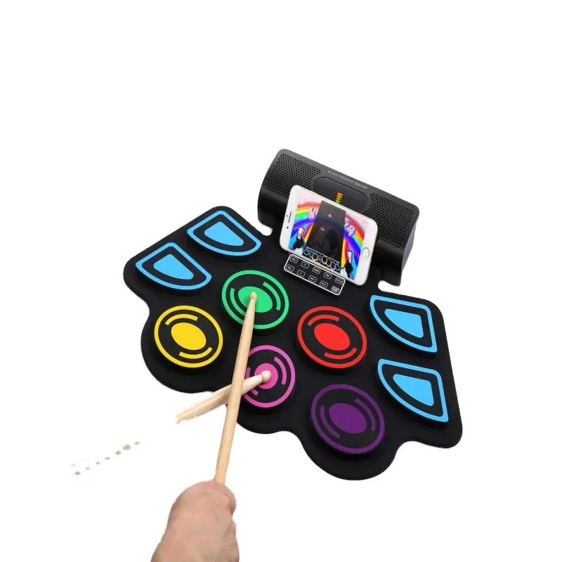 Juguete de música eléctrica Usb Midi Roll Up Drum Set para niños Electro Percussion Pad Electronic Drum