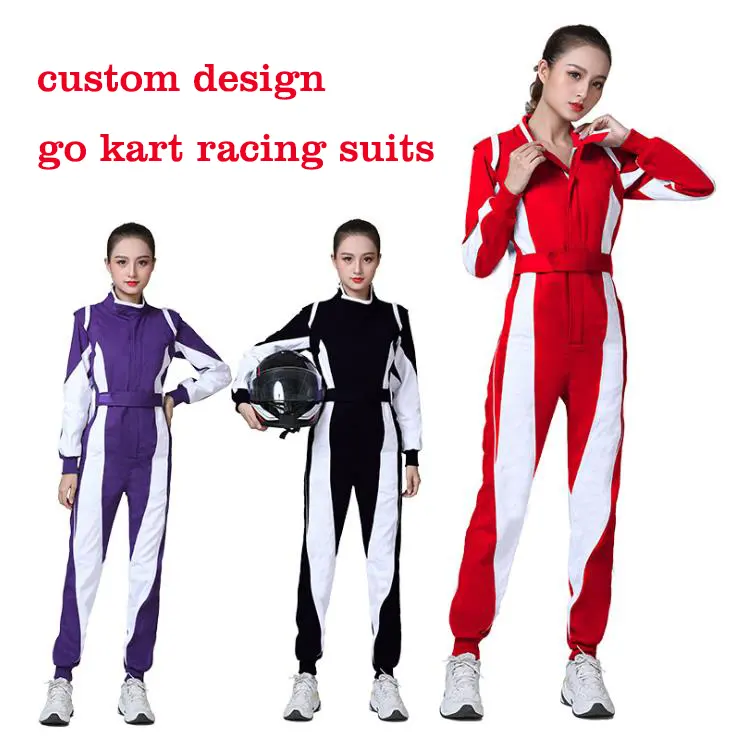 Professional racing go kart uniforms adults wholesales embroidery logo go kart racing suit for women