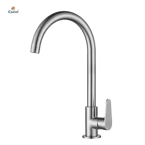 Factory Price Brushed Surface Single Handle Kitchen Mixer Taps With Soft Water Stainless Steel Faucet In Kitchen