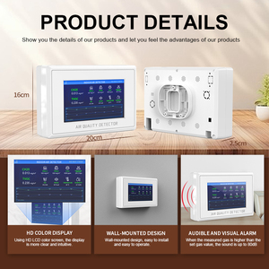 Multi-parameter gasdetector voor binnen met 7-inch slim Android-scherm PM2.5, PM10, O3, O2, TVOC, CO2, HCHO Wandmodel - Product Image 5