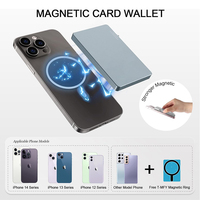 Kotak kartu dorong samping RFID pria, dompet minimalis aluminium Pop up penyimpan kartu kredit dengan magsafe Megnetic