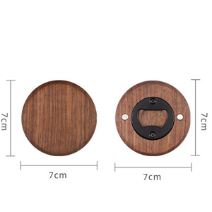 <strong>Personalised</strong> Round Wooden Beer <strong>Opener</strong> Magnetic <strong>Bottle</strong> <strong>Openers</strong> With Laser Engraving - Product Image 2