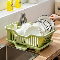 Égouttoir à vaisselle en plastique pour comptoir de cuisine, égouttoir à vaisselle grande capacité avec porte-couverts, organisateur de cuisine