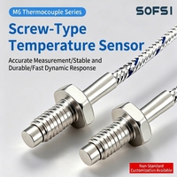 Sensor de Temperatura Termopar Tipo K con Tornillo M6, Rosca Métrica de 1 mm / UNC de 1.25 mm, Cable Trenzado de Acero Inoxidable con Terminal en U