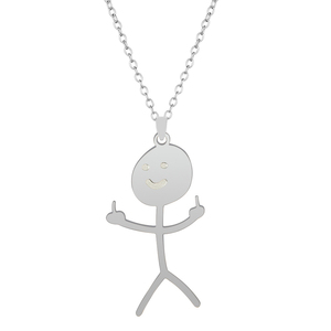 Collar Hip Hop con Diseño <span class=keywords><strong>de</strong></span> Dedo Medio para <span class=keywords><strong>Hombre</strong></span> y Mujer, <span class=keywords><strong>Cadena</strong></span> Larga <span class=keywords><strong>de</strong></span> Acero Inoxidable, Joyería Moderna - Product Image 6