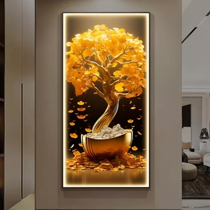 Modern Fortune <b>Tree</b> Entrance Decoration Painting LED High End Corridor Hanging Painting Golden <b>Crystal</b> Porcelain Painting - Product Image 4