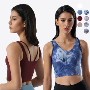 Logo personalizzato allenamento reggiseno palestra ragazze Sexy da donna sport cravatta tye canotta Crop Top - Product Image 1