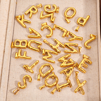 Pendentif en acier inoxydable plaqué or 18 carats PVD, lettres de l'alphabet en forme de ballon, initiales A-Z, accessoires pour la fabrication de bijoux DIY