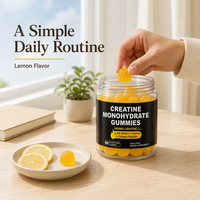 Gummies de créatine monohydrate OEM saveur citron sans sucre, complément sportif avec BCAA et peptides de collagène pour le soutien musculaire