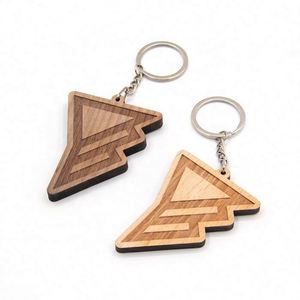 Vente directe d'usine, porte-clés en bois personnalisé avec logo imprimé - Product Image 1