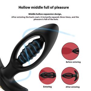 Uzaktan kumanda Metal Anal Plug seks oyuncakları titreşim ejderha matkap geri mahkeme stimülasyonu ile Hollow Anal boncuk tasarım - Product Image 6