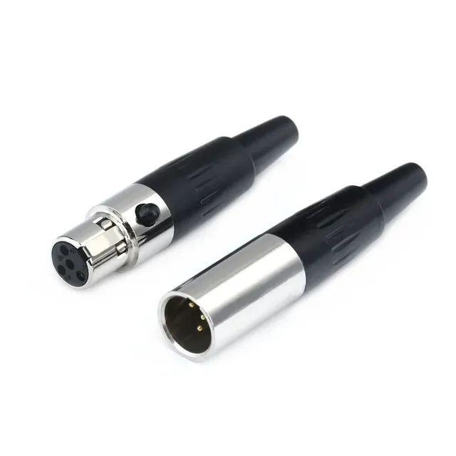 4-Pin Mini XLR Connector Set - Female & Male Copper Audio Plug - High Signal Quality, Low Interference