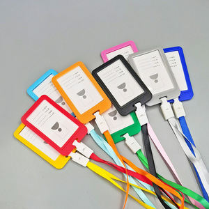 Nahe Badge Holder Plastic Transparent Card Sleeve With Lanyard Random Color For Work School Campus ID Cards - Product Image 2