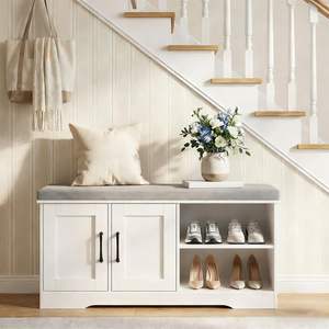 <span class=keywords><strong>Banc</strong></span> de rangement de 39,4 po de large avec coussin rembourré, <span class=keywords><strong>banc</strong></span> d'entrée avec 2 portes et étagère réglable, <span class=keywords><strong>banc</strong></span> de bout de lit - Product Image 3