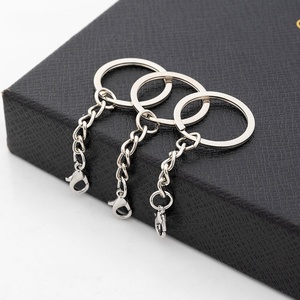 Buôn sỉ nhà máy móc khóa 25mm 30mm kèm dây xích, phụ kiện làm đồ thủ công, móc khóa mạ bạc/niken, móc khóa dẹt, móc khóa chia đôi - Product Image 2