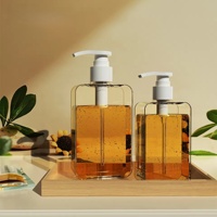 Bouteille Pompe en Plastique PETG Carrée Personnalisée avec Logo 200ml 300ml pour Shampooing Lotion Gel Douche