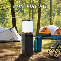 Braseros d'extérieur carrés en métal à gaz avec allumage électronique, système de combustion au propane et au butane pour terrasses en verre ou en pierre