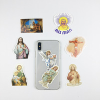 Autocollants Découpés Imperméables en Vinyle sur le Thème de la Religion (Jésus, Marie, Saints) – Lot d'Autocollants PVC Auto-adhésifs de Dessins Animés pour Étui de Bible