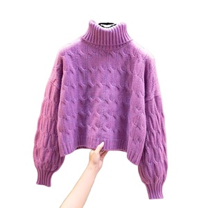 Suéter grueso de <span class=keywords><strong>cuello</strong></span> <span class=keywords><strong>alto</strong></span> para <span class=keywords><strong>mujer</strong></span>, suéter acrílico de punto, cálido, de invierno, con Color personalizado, venta al por mayor - Product Image 1