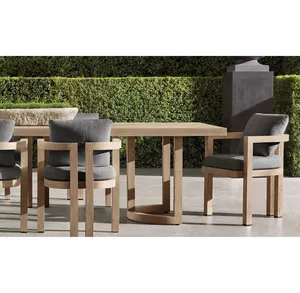 2023 lujo de gama alta Patio de madera de teca maciza muebles de jardín al aire libre juego de mesa de comedor y sillas
